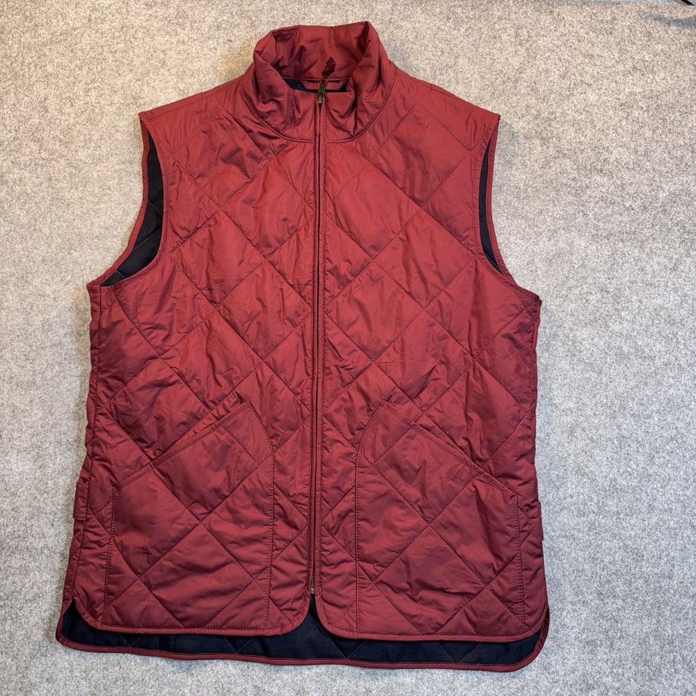 J.Crew Sussex Quilted Vest Medium Burgundy Red Full Zip Lightweight Layer